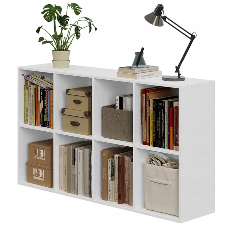 Regał otwarty komoda kostka 4x2 pojemny biały loft biurowy nowoczesny 130cm