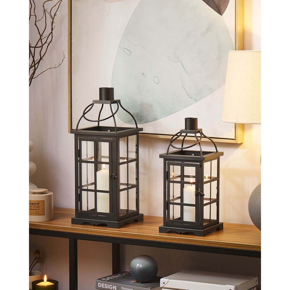 Lampion metalowy 45 cm czarny CLARA