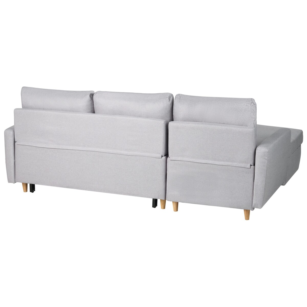 Narożnik rozkładany FLAKK Jasnoszary ze schowkiem dla 4 osób Prawostronny