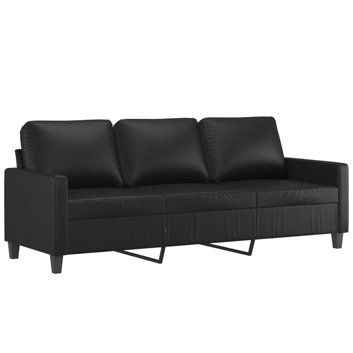 vidaXL 3-osobowa sofa, czarna, 180 cm, obita sztuczną skórą