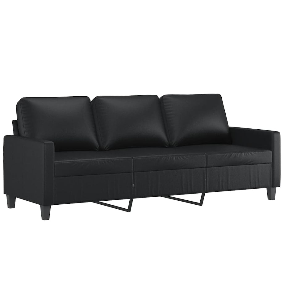 vidaXL 3-osobowa sofa, czarna, 180 cm, obita sztuczną skórą