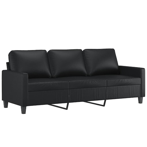 vidaXL 3-osobowa sofa, czarna, 180 cm, obita sztuczną skórą