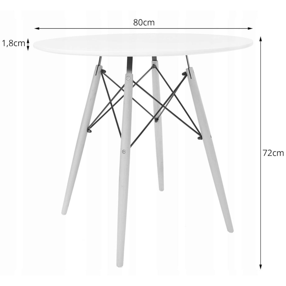 Zestaw Stół Do Jadalni Kuchni Salonu Biura Okrągły Todi 80 Cm Czarny + 4 Krzesła Mark Czarne