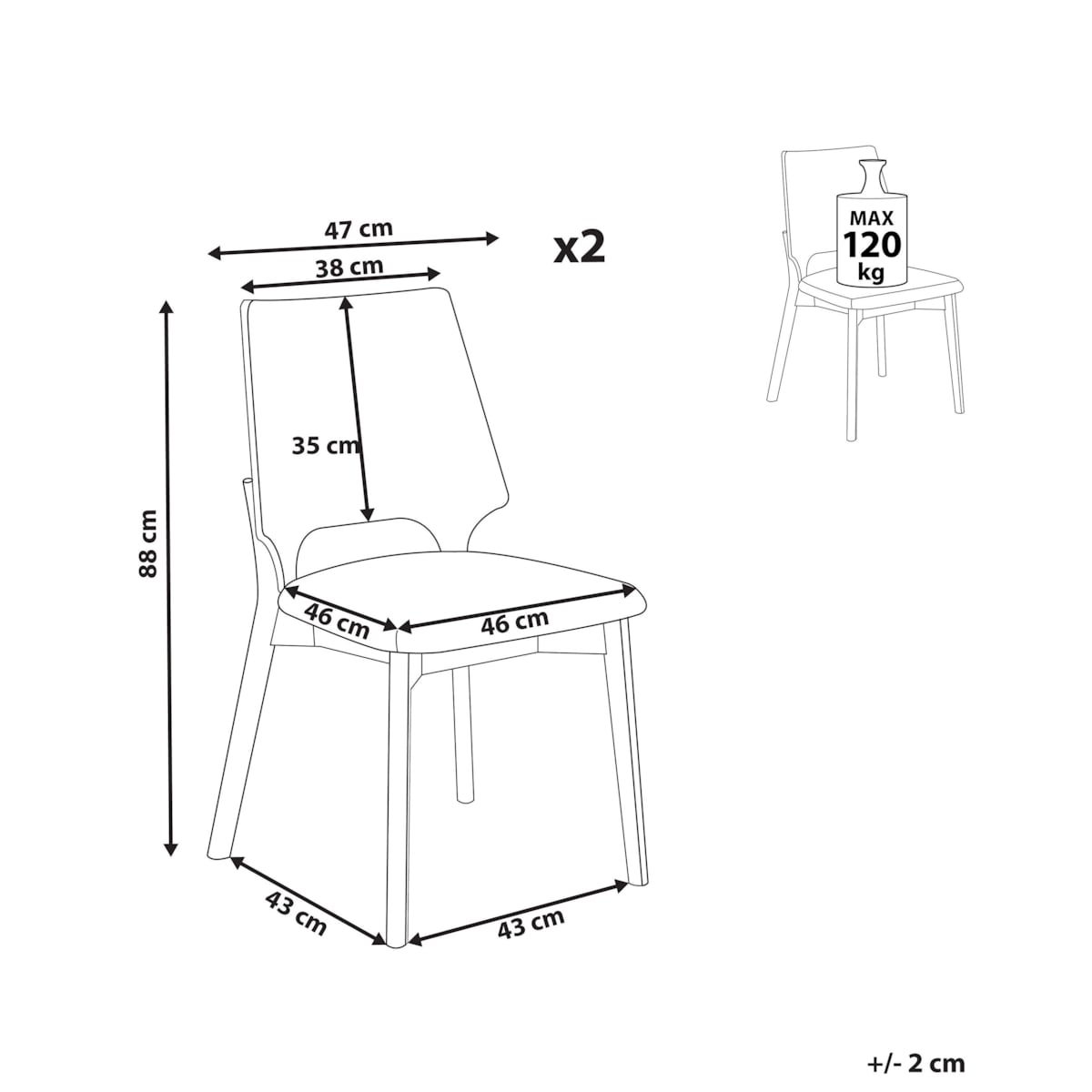 Zestaw 2 krzeseł do jadalni ABEE Jasnobrązowy