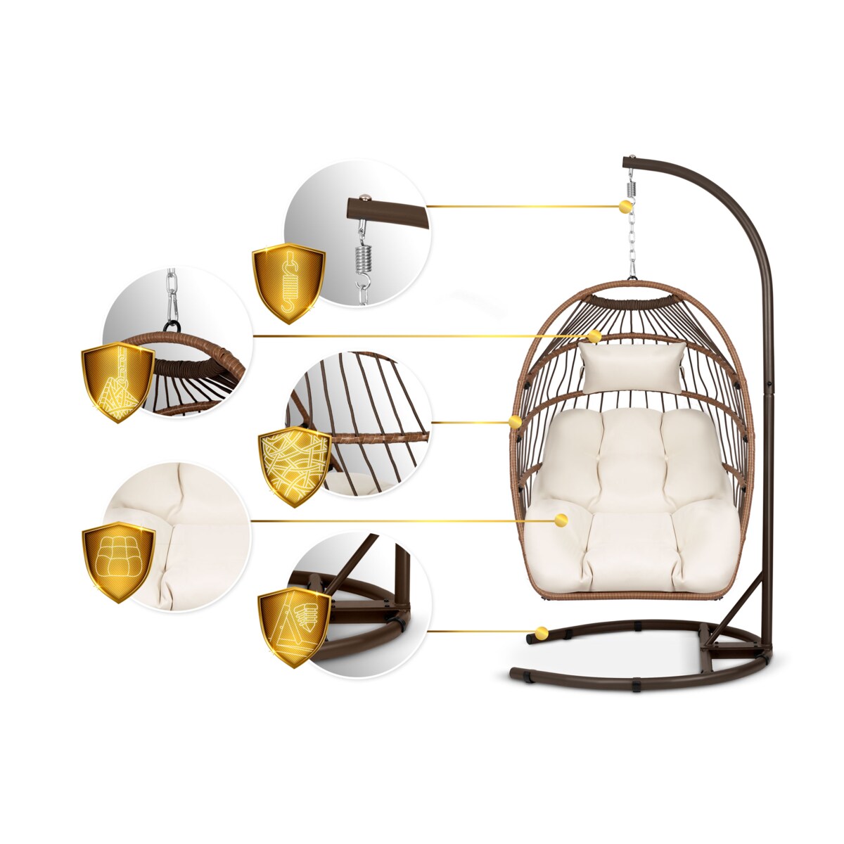 Fotel ogrodowy wiszący huśtawka kosz składany Sofotel Luisiana brązowy