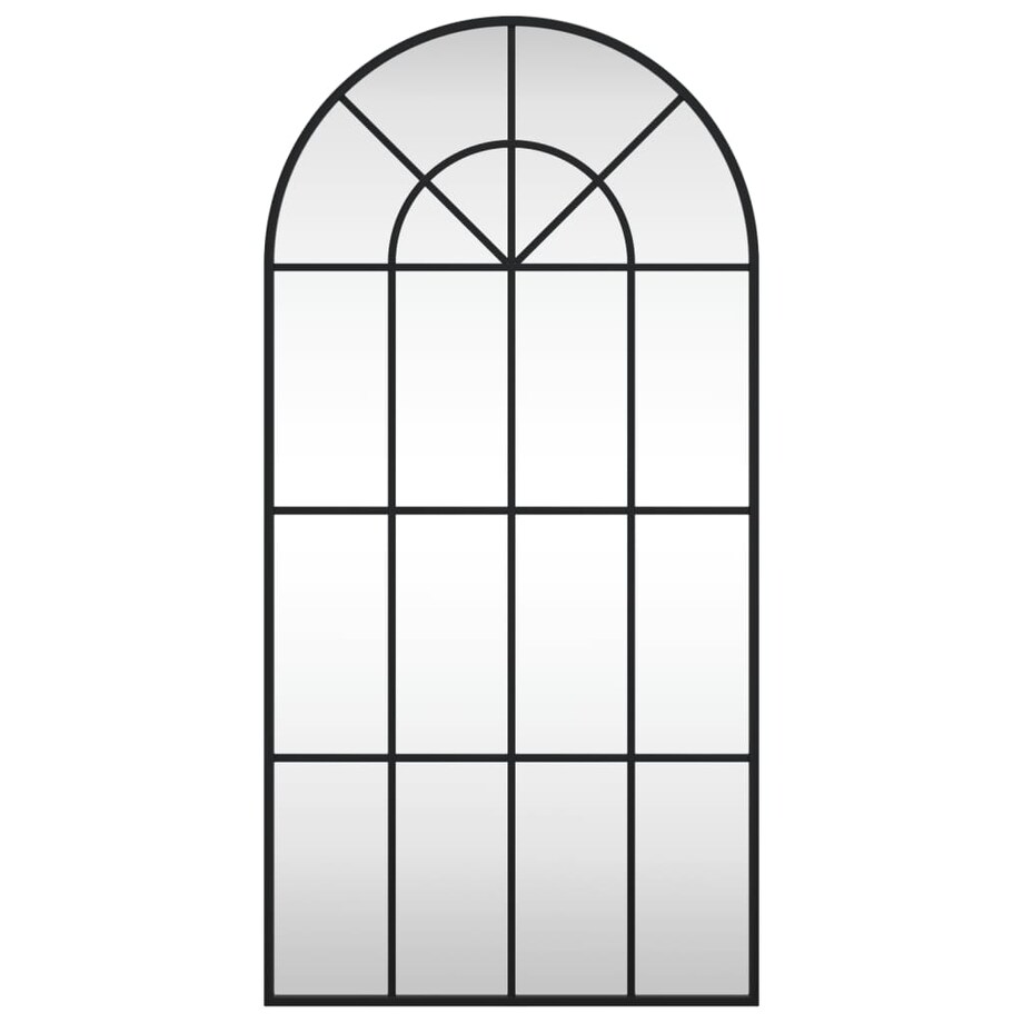 vidaXL Lustro ścienne, czarne, 50x100 cm, zakończone łukiem, żelazo
