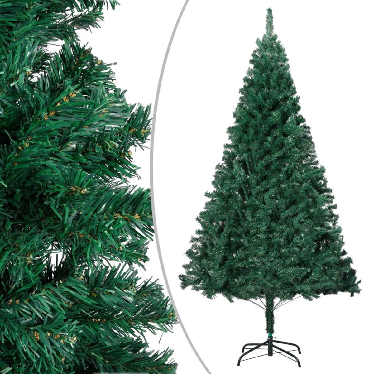 vidaXL Sztuczna choinka z lampkami i bombkami, zielona, 120 cm, PVC