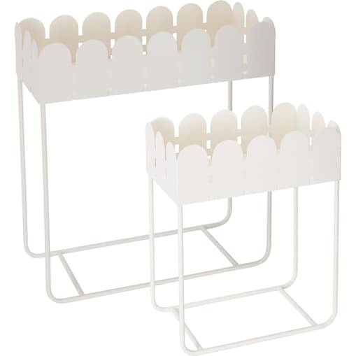 Zestaw 2 metalowych kwietników stojących z falowanym brzegiem SENSE