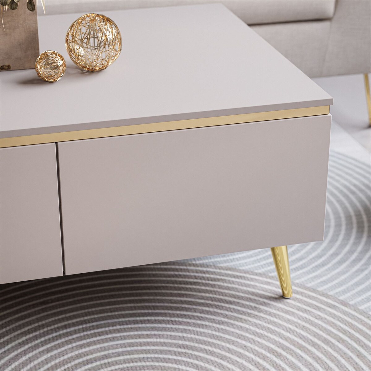 Ława AURORA KASZMIR ze schowkiem nogi skośne złote