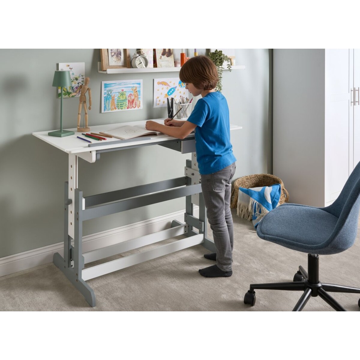 Biurko regulowane manualnie NANNUP Biały 110 cm 53 cm