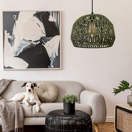 Lampa wisząca pleciona ciemno-zielona Boho APP1293-1CP
