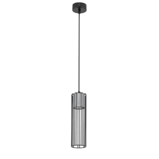 Okrągła lampa wisząca Fobia industrial tuba czarna srebrna