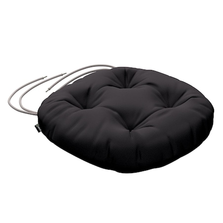 Poduszka na krzesło Adam, Black (czarny), fi 37 x 8 cm, Cotton Panama