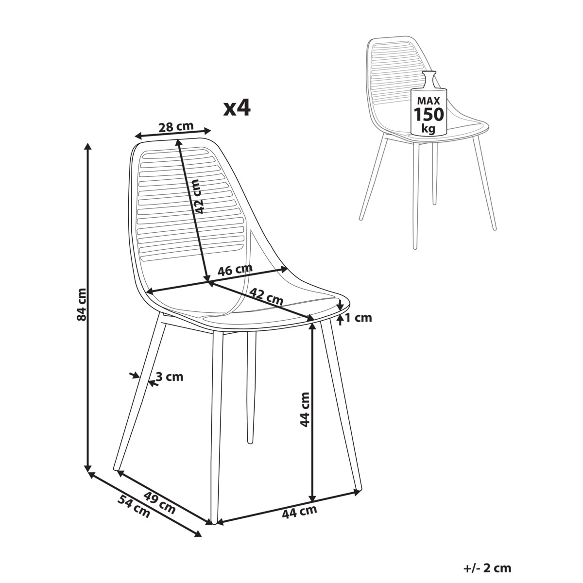Zestaw 4 krzeseł MONTELLO Beżowy