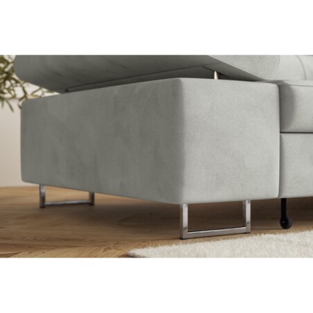 Narożnik ALEX z regulowanymi zagłówkami, prawostronny-Matt Velvet szary