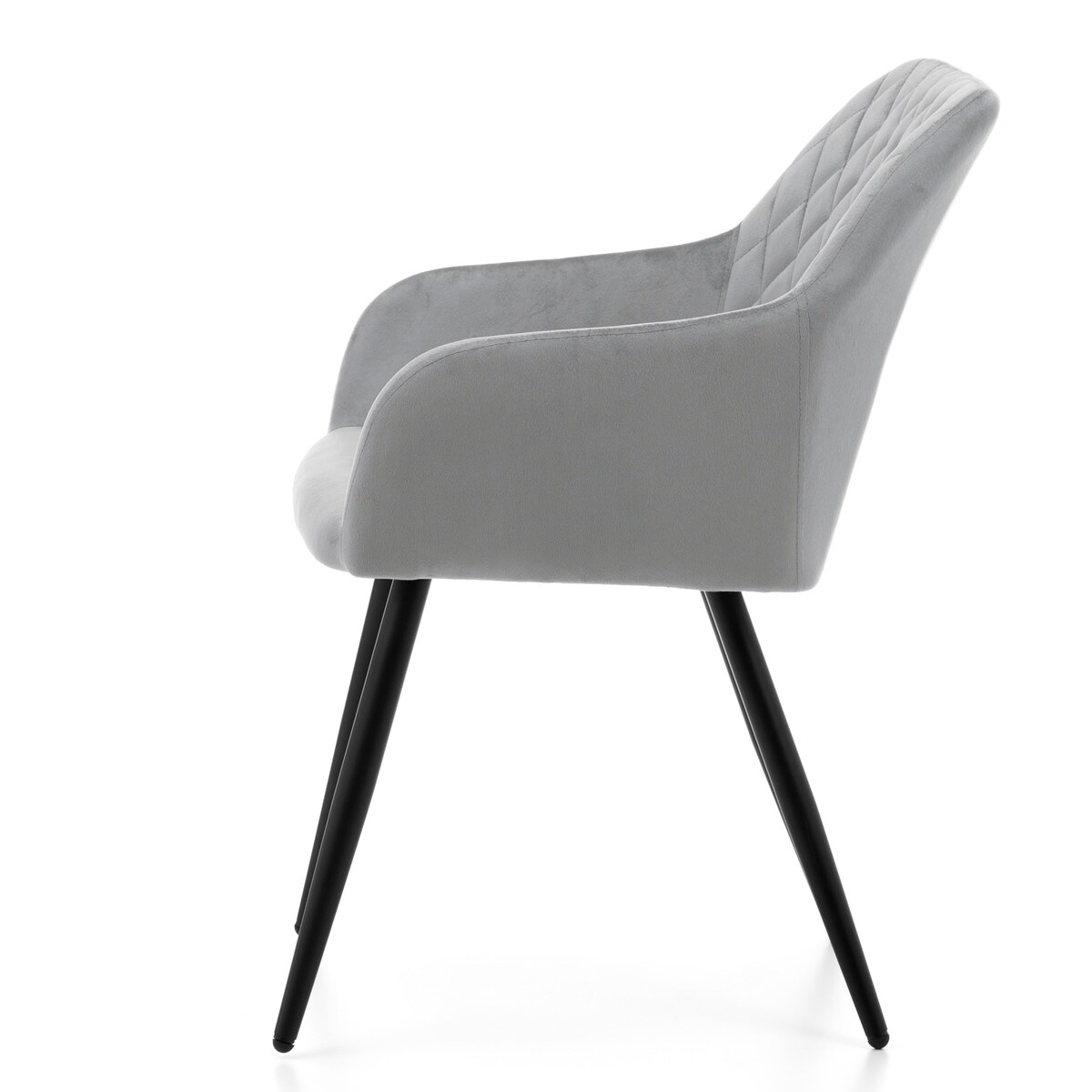 Krzesło tapicerowane TODI welur do salonu jadalni pikowane jasnoszare