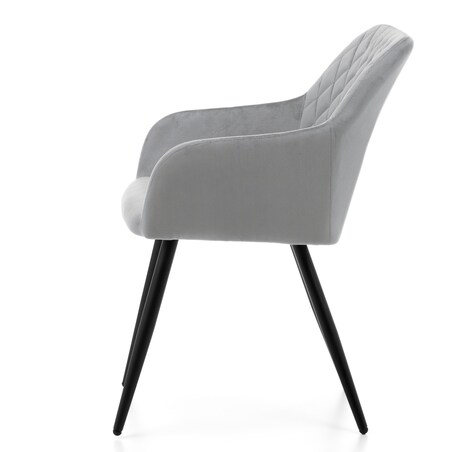 Krzesło tapicerowane TODI welur do salonu jadalni pikowane jasnoszare