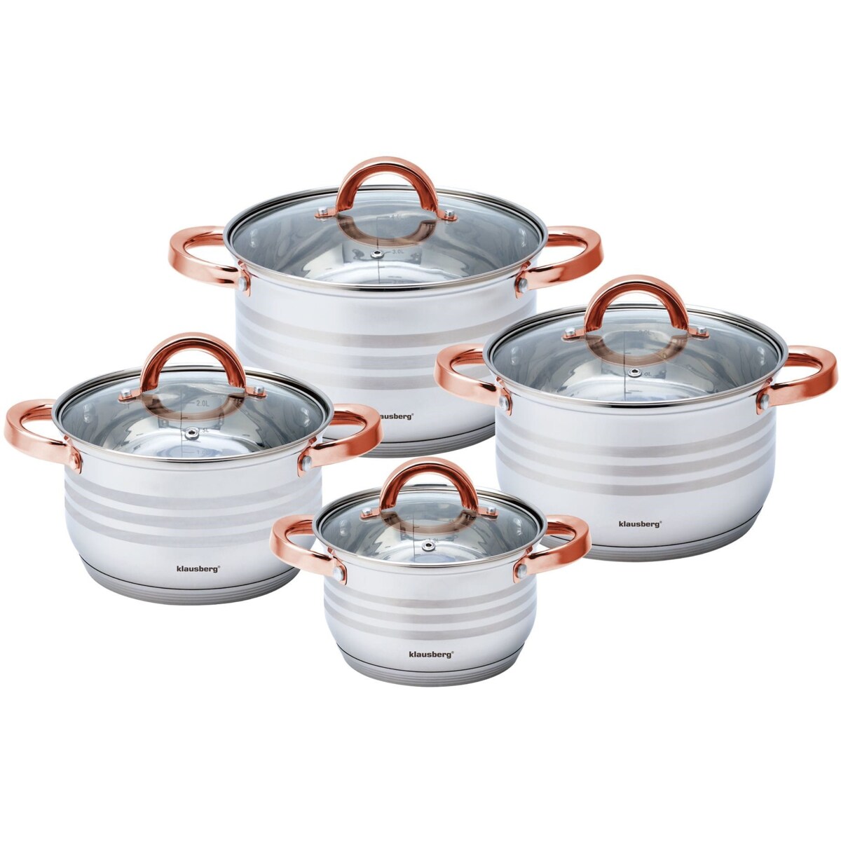 Zestaw garnków stalowych 8 ele. 2.1/2.9/3.9/6.6L KLAUSBERG