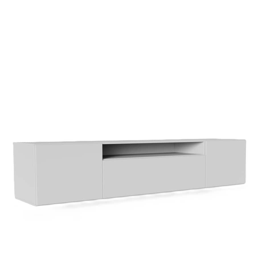 Szafka RTV LION 200cm wisząca, do pokoju gościnnego, proste fronty- biała