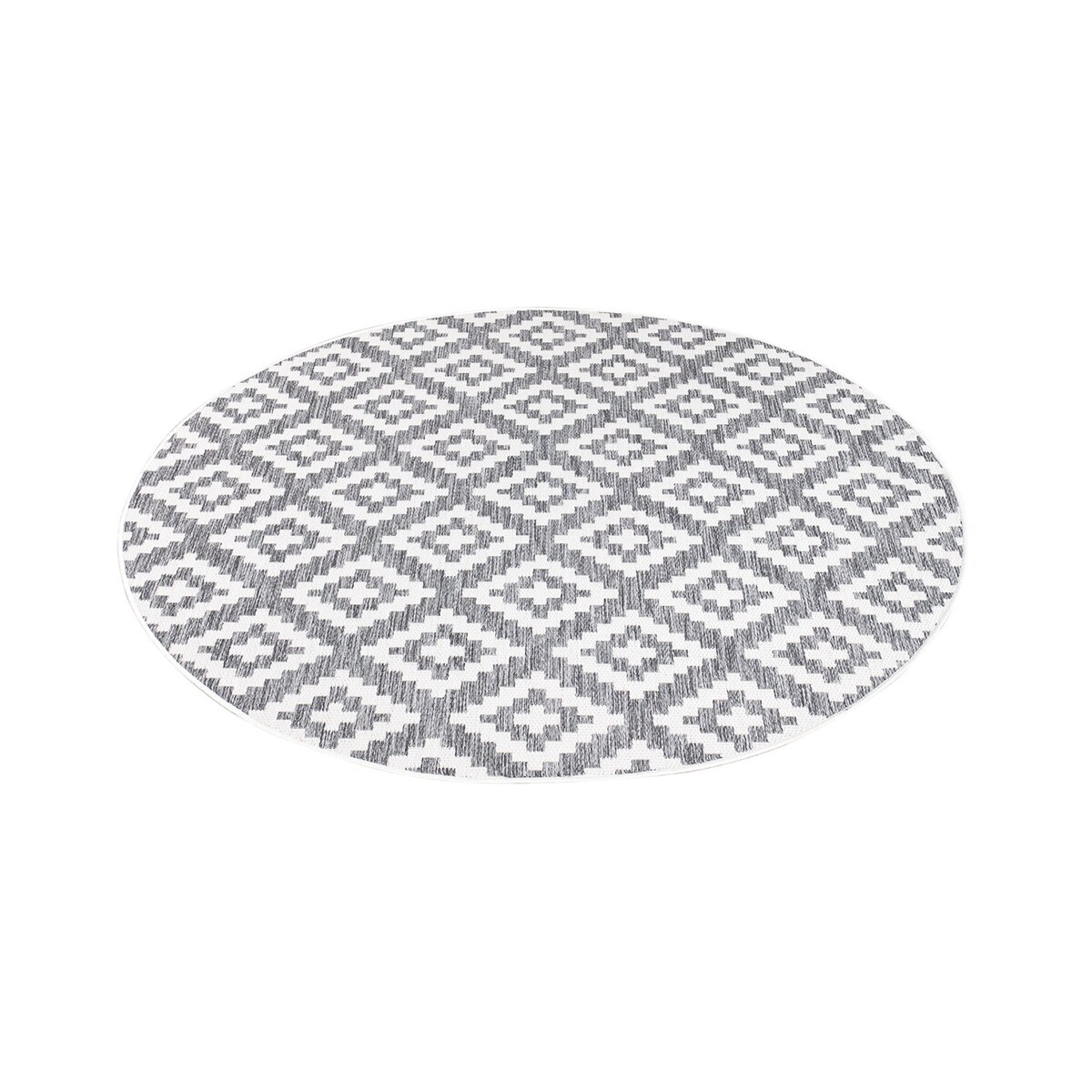 Dywan okrągły na zewnątrz i do wnętrz romby Sunny 4610 Szary Krem 160x160