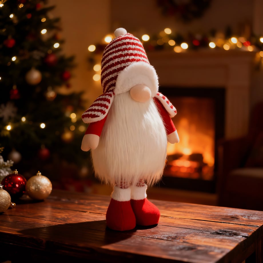 Skrzat na teleskopowych nogach krasnal świecący na święta