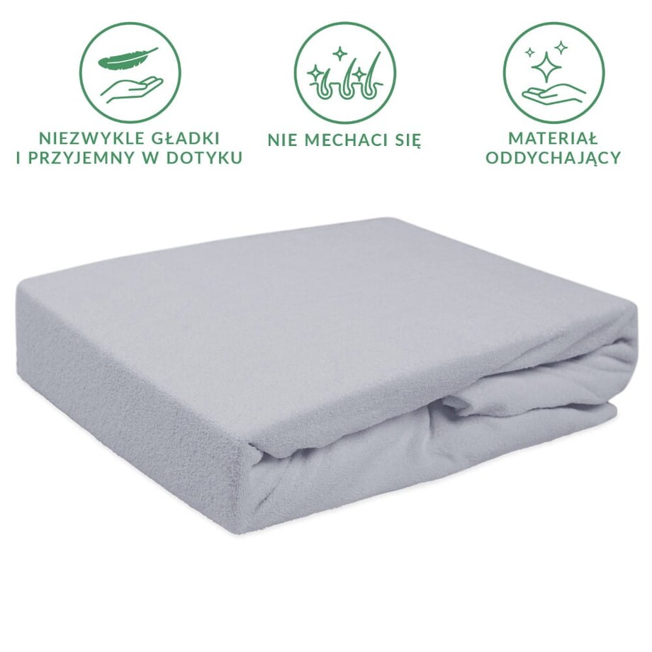 Prześcieradło z bawełny frotte z gumką 140x200 kolor popiel