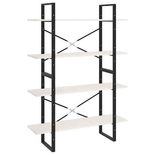 vidaXL Regał na książki, 4 półki, biały, 100x30x140 cm, drewno sosnowe