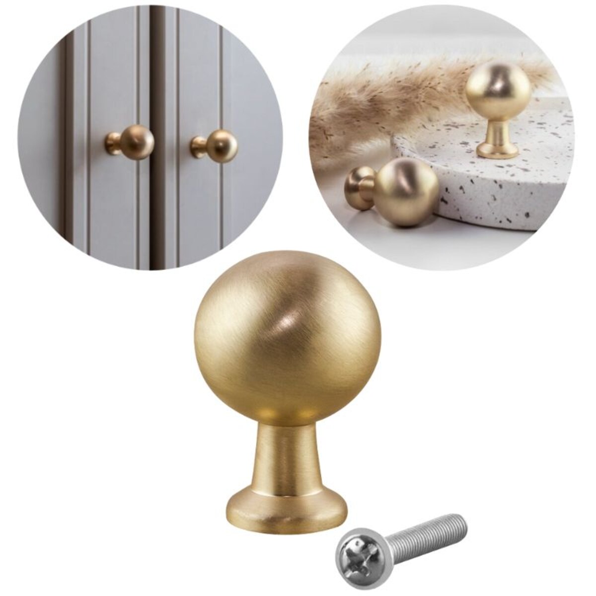 Gałka do mebli złota uchwyt meblowy okrągły klasyczny szczotkowany 23mm