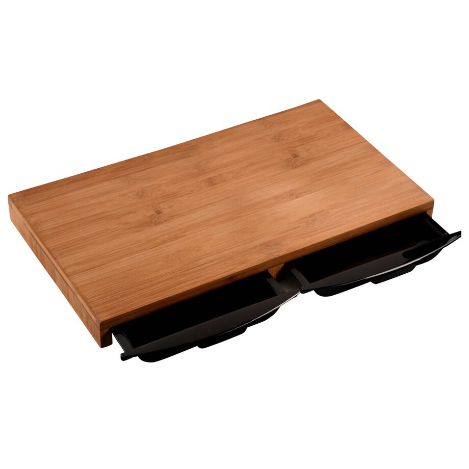 Bambusowa deska do krojenia z wysuwanymi szufladami, 50 x 28,5 cm