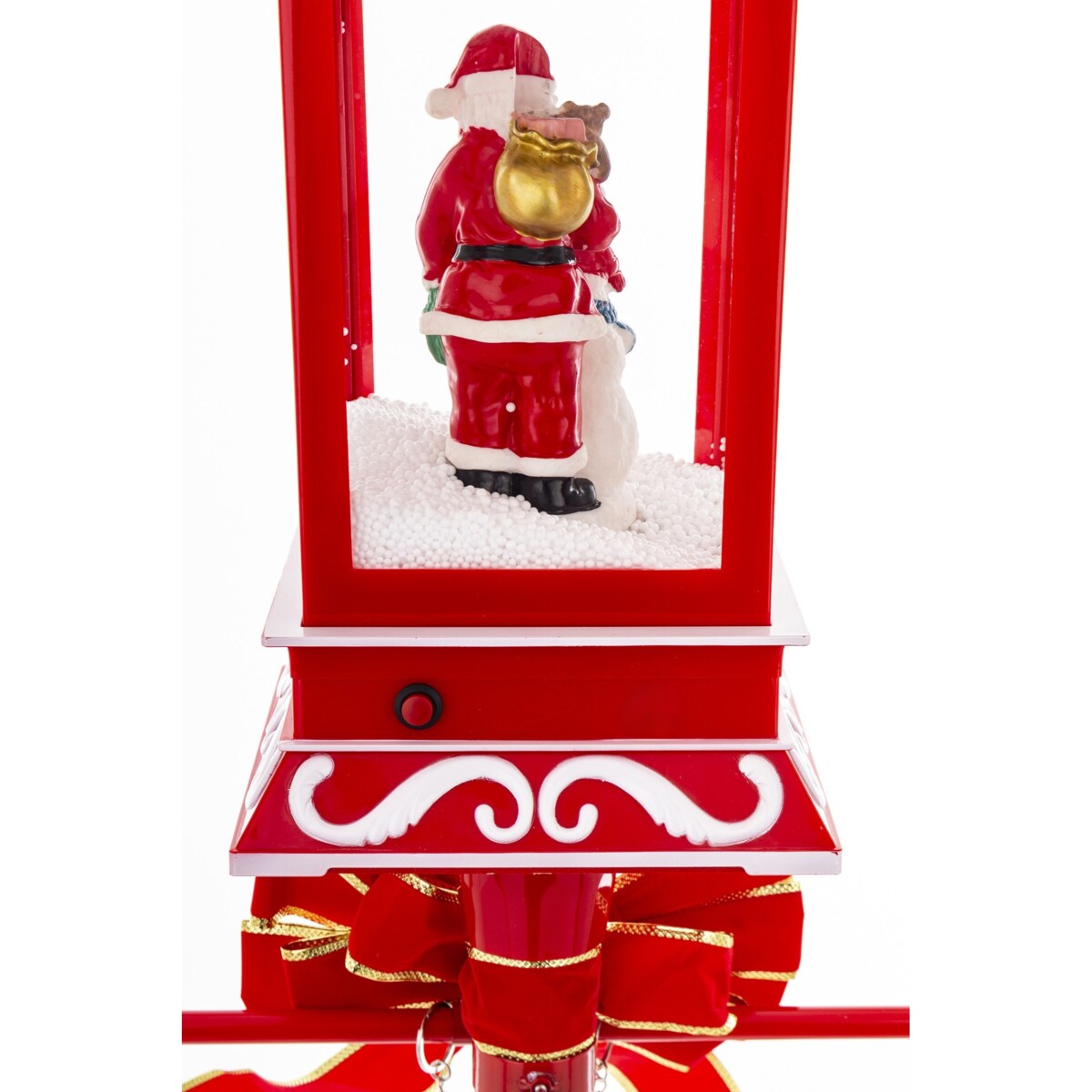 Latarnia świąteczna LED 150x37x27 cm MAYAK biało-czerwona z pozytywką