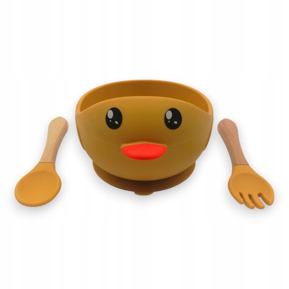 Miseczka z przyssawką silikonowa dla dziecka na przekąski łyżka widelec BLW