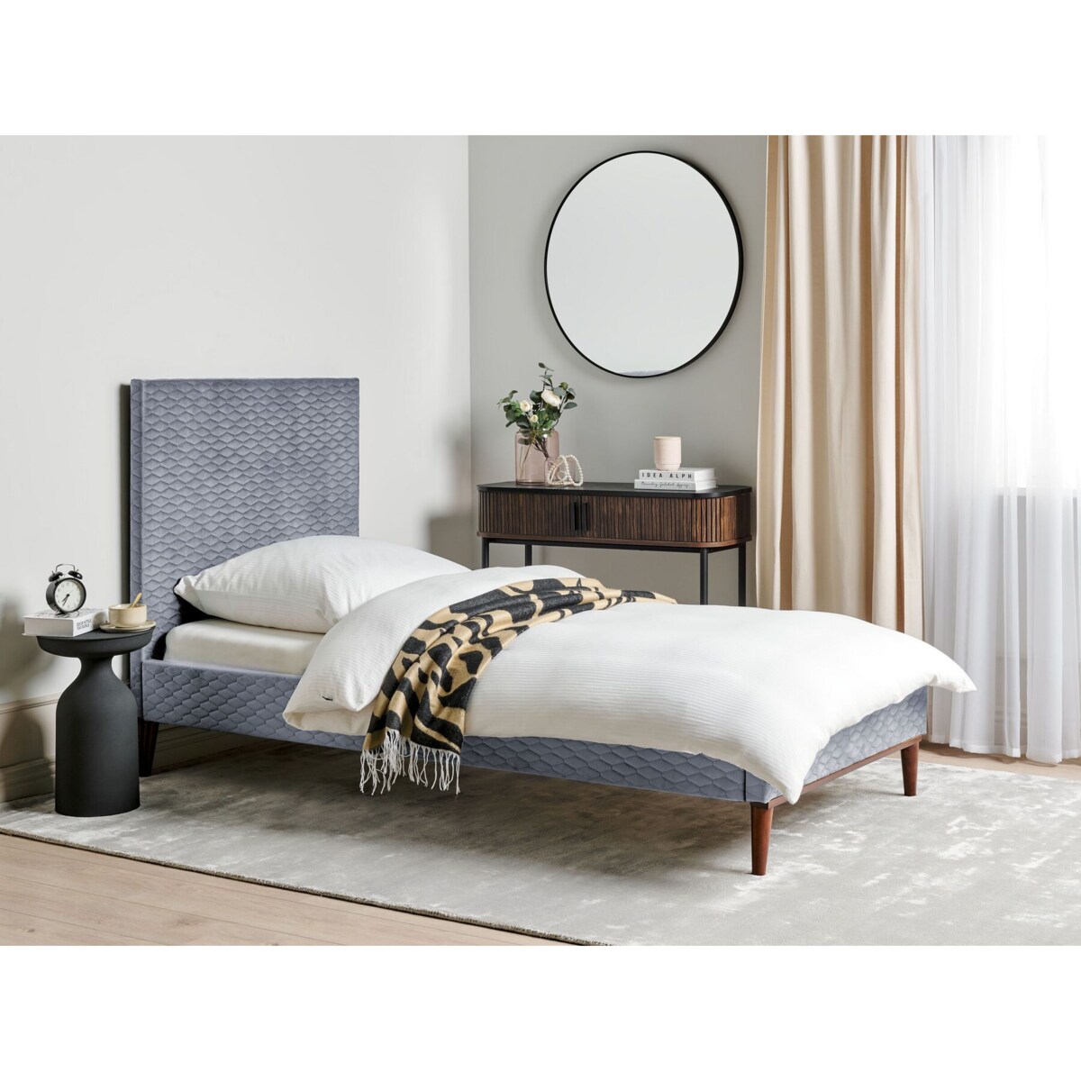 Łóżko welurowe 90 x 200 cm szare BAYONNE