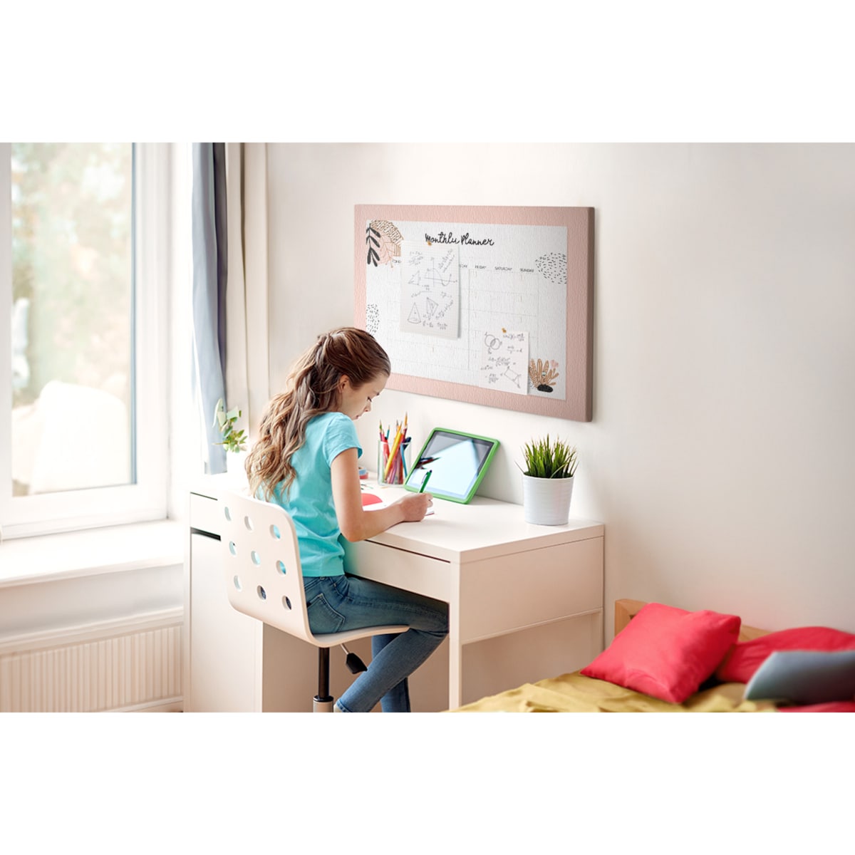 Tablica korkowa Planer miesięczny 100x70cm - drewniane pinezki