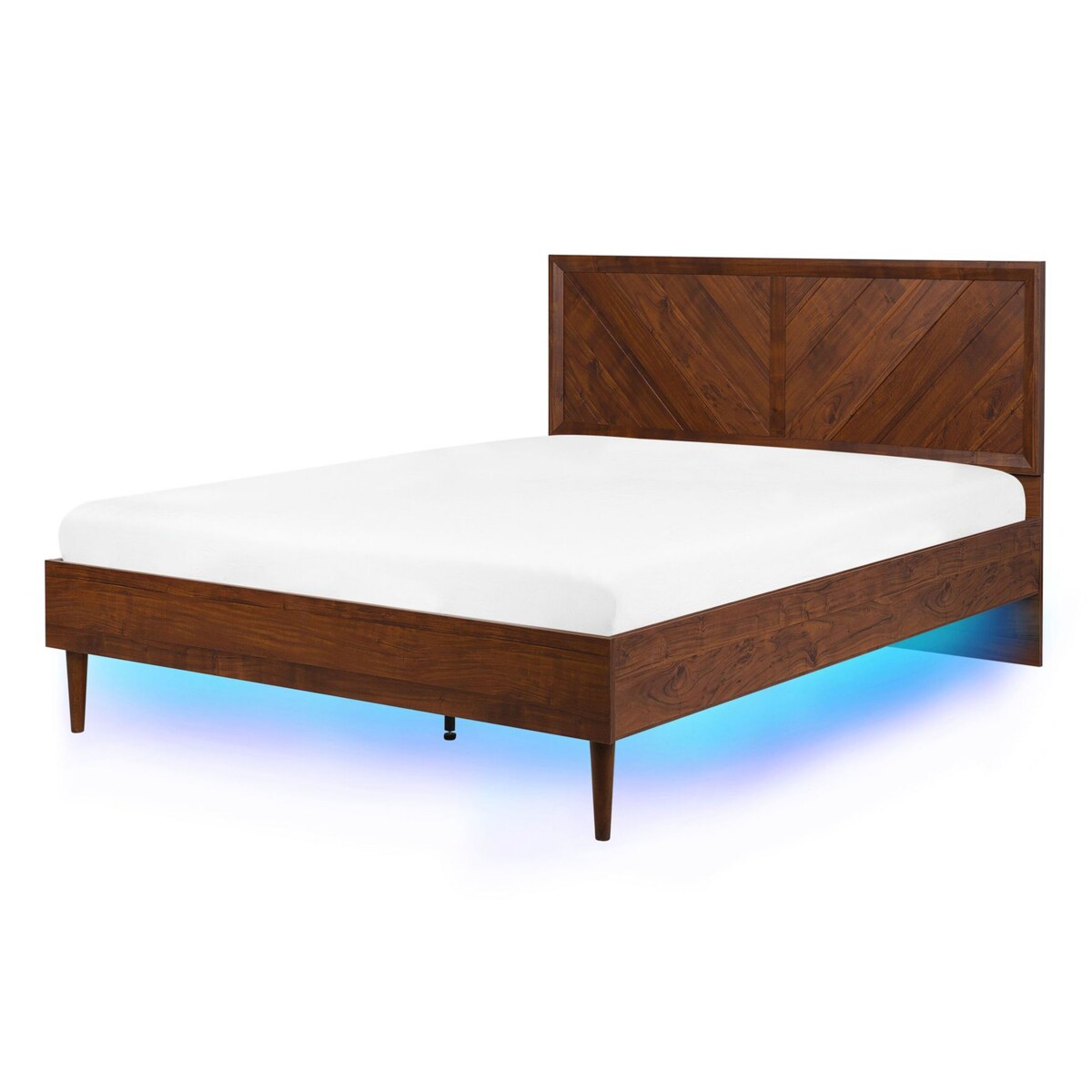 Łóżko LED 140 x 200 cm ciemne drewno MIALET