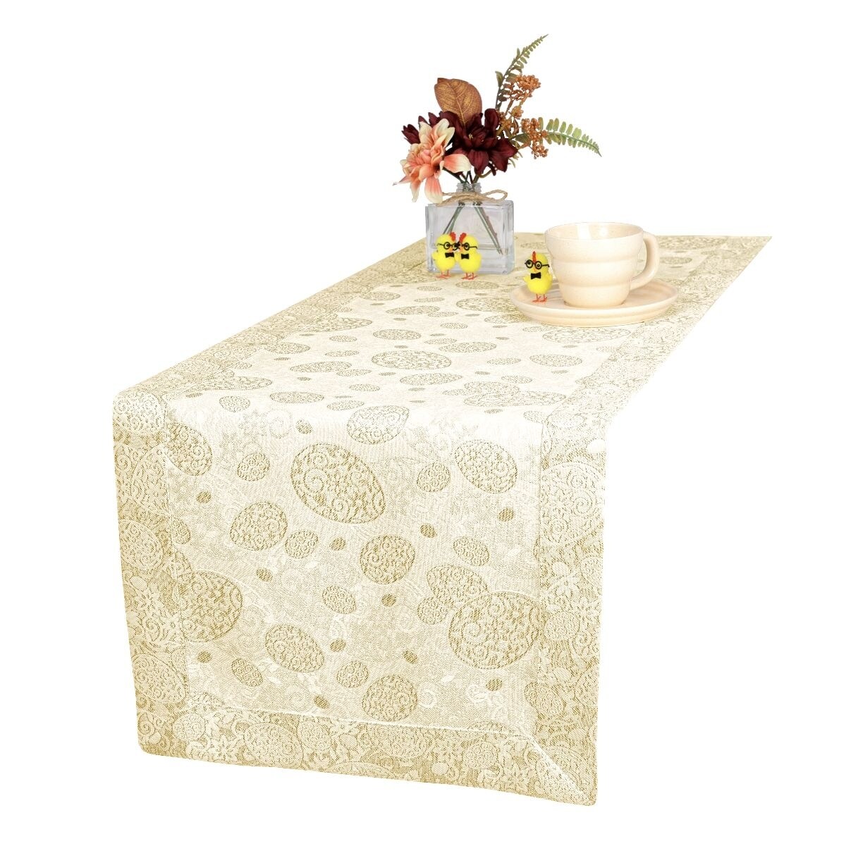 Bieżnik wielkanocny Złote Pisanki - 40x140 cm - złoty