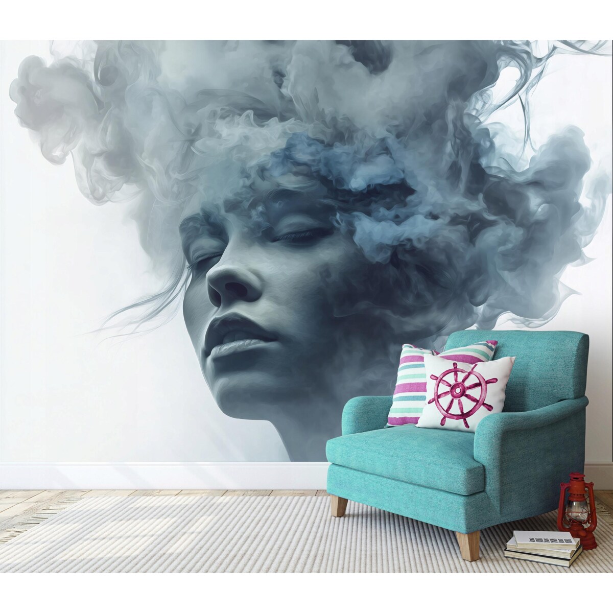 Fototapeta Do Sypialni Salonu Na Flizelinie Kobieta Abstrakcja Niebieski 250x175
