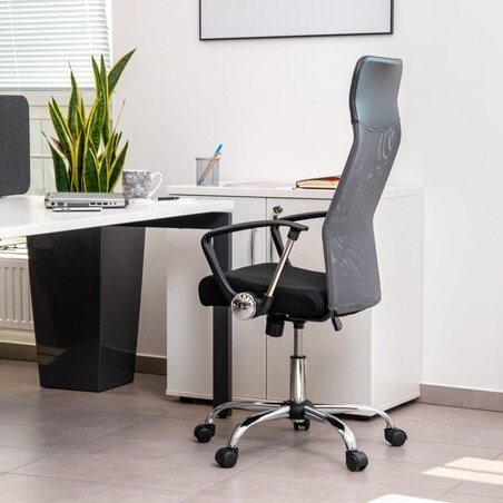 ERGONOMICZNY FOTEL OBROTOWY - SZARO-CZARNY