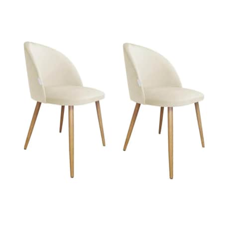 Zestaw krzeseł CLAUDINE 2 VELVET 2 szt ecru/dąb