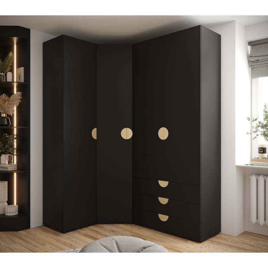 Garderoba wysoka do przedpokoju INOVA 4 Z6 czarny+złoty