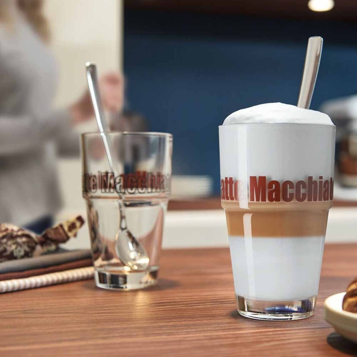 Zestaw 2 szklanek z łyżeczkami Latte Solo - Leonardo