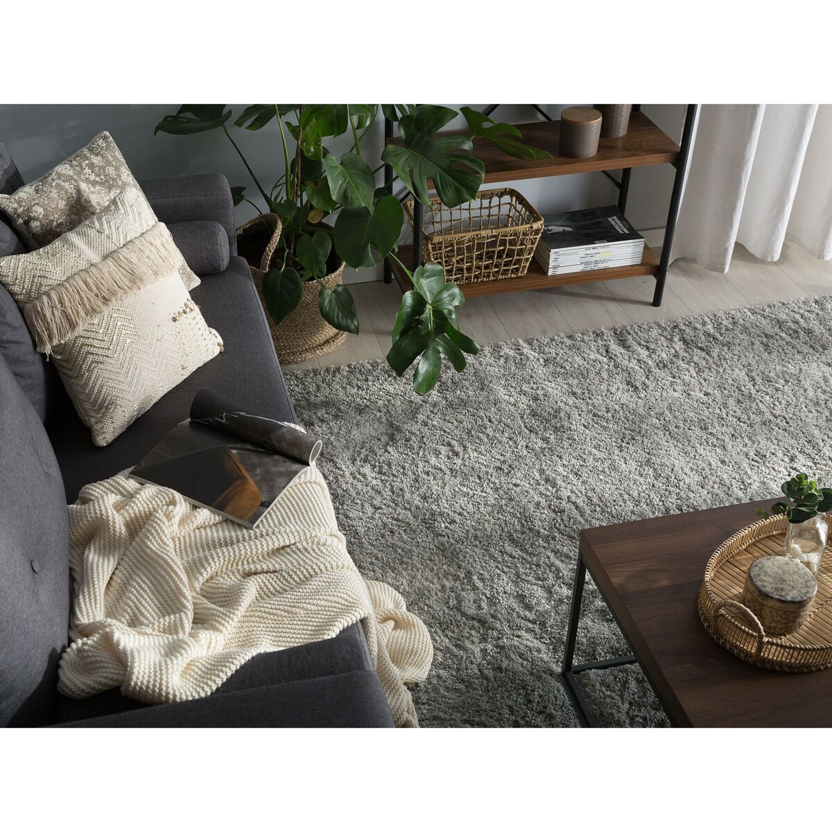 Dywan shaggy 140 x 200 cm szary EVREN