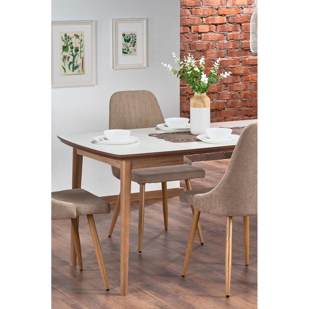 STÓŁ ROZKŁADANY Terra biały mat i dąb 90-190/80/75 cm