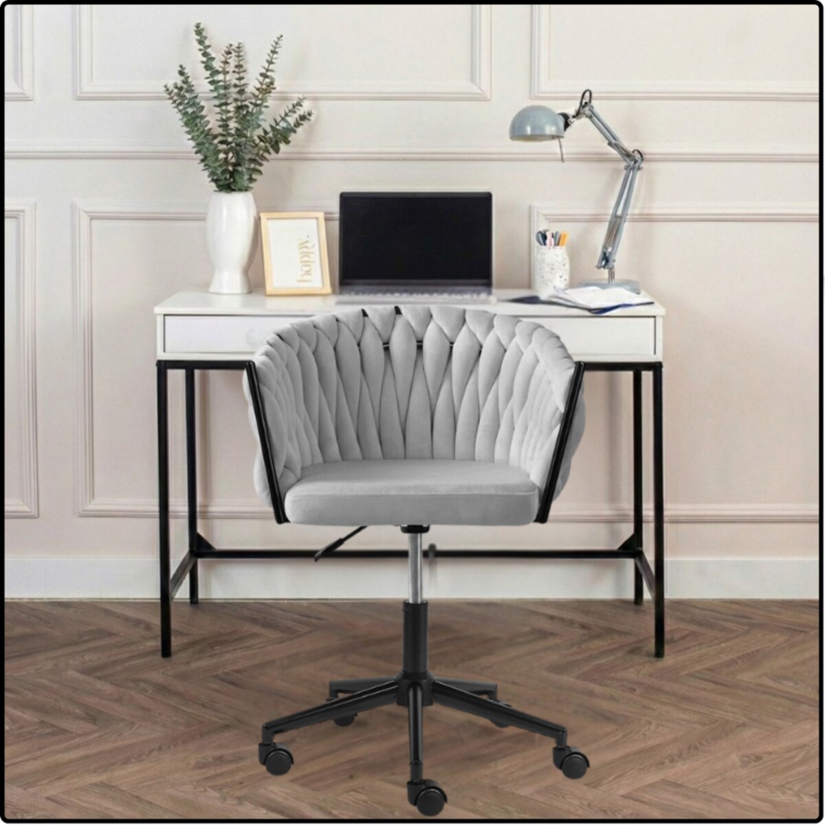 Fotel biurowy obrotowy krzesło biurowe wygodne do biurka regulowany szare