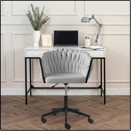 Fotel biurowy obrotowy krzesło biurowe wygodne do biurka regulowany szare