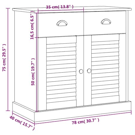 vidaXL Szafka z szufladami VIGO, 78x40x75 cm, lita sosna
