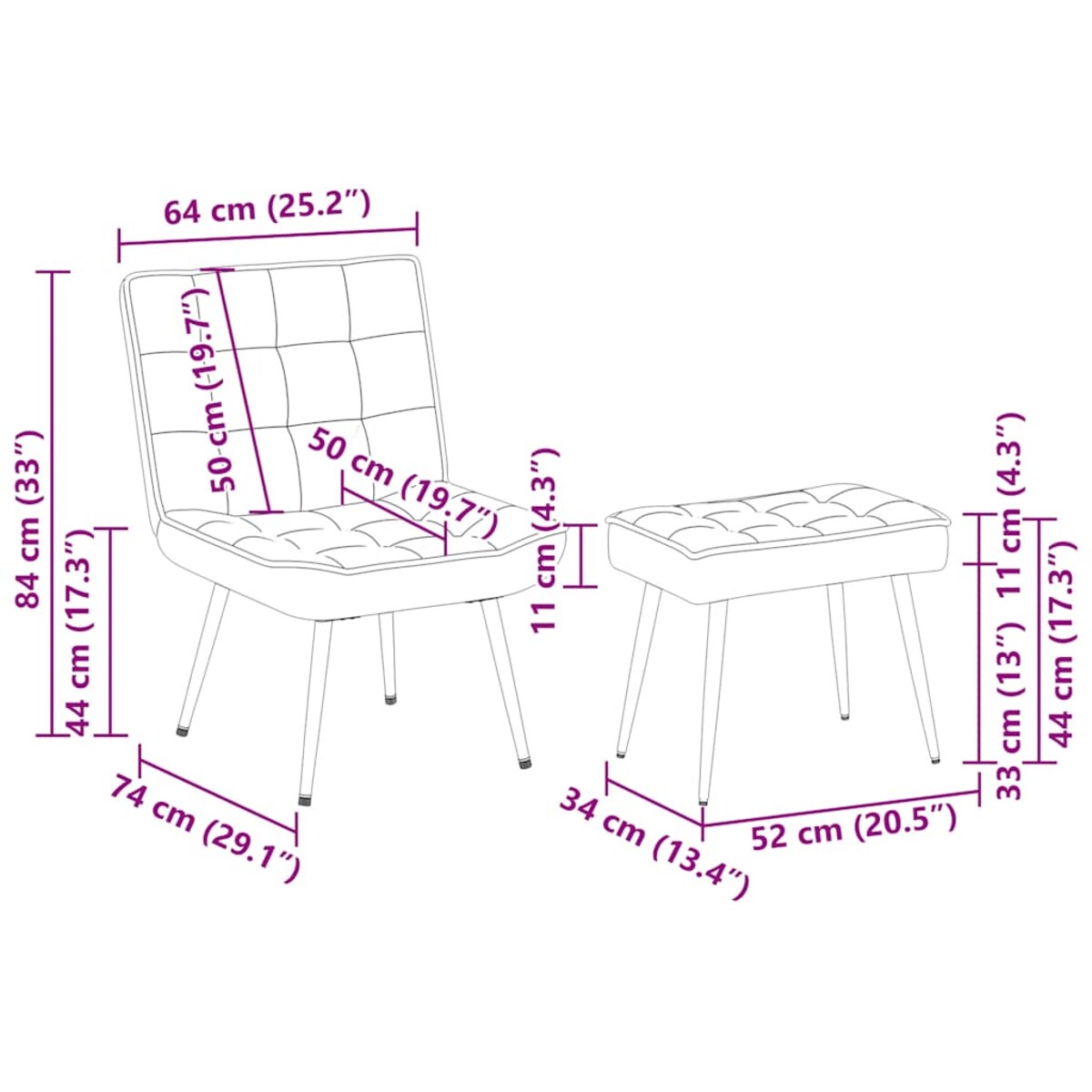 vidaXL Fotel relaksacyjny ze stołkiem, kremowy aksamit