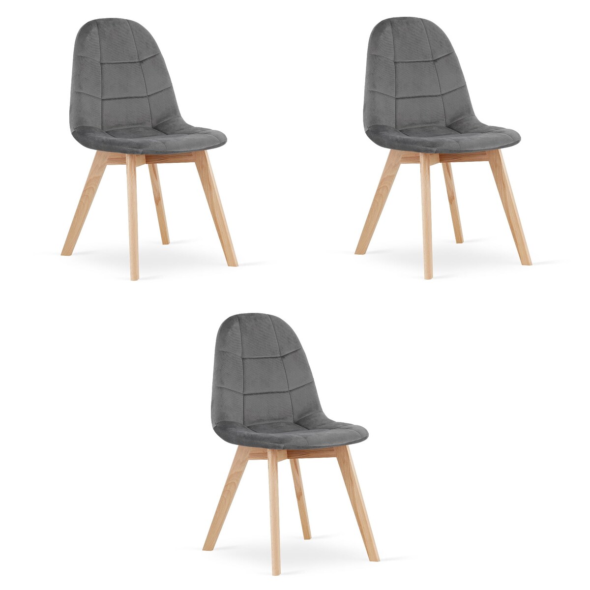 Krzesło Do Jadalni Kuchni Salonu Bora - Ciemny Szary Aksamit X 3