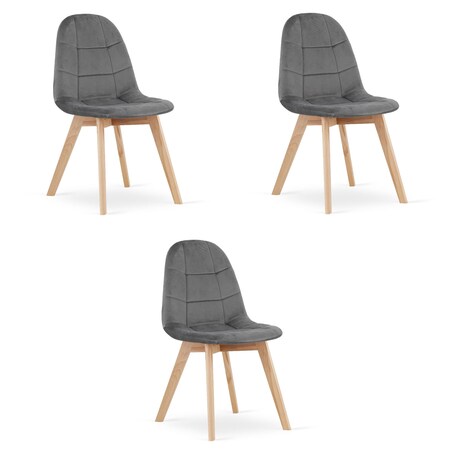 Krzesło Do Jadalni Kuchni Salonu Bora - Ciemny Szary Aksamit X 3