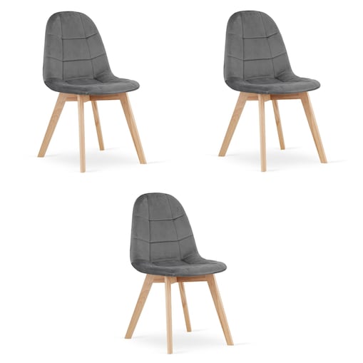 Krzesło Do Jadalni Kuchni Salonu Bora - Ciemny Szary Aksamit X 3