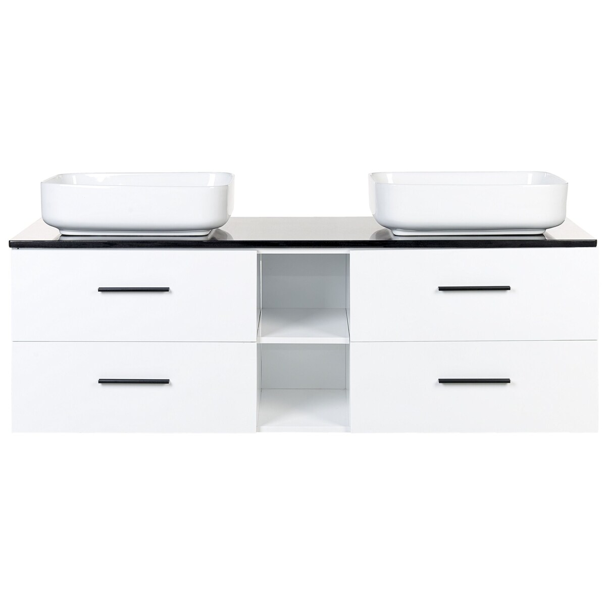 Zestaw mebli łazienkowych z podwójną umywalką i lustrami biały PILAR